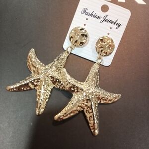 Gold Starfish Dangle Earrings